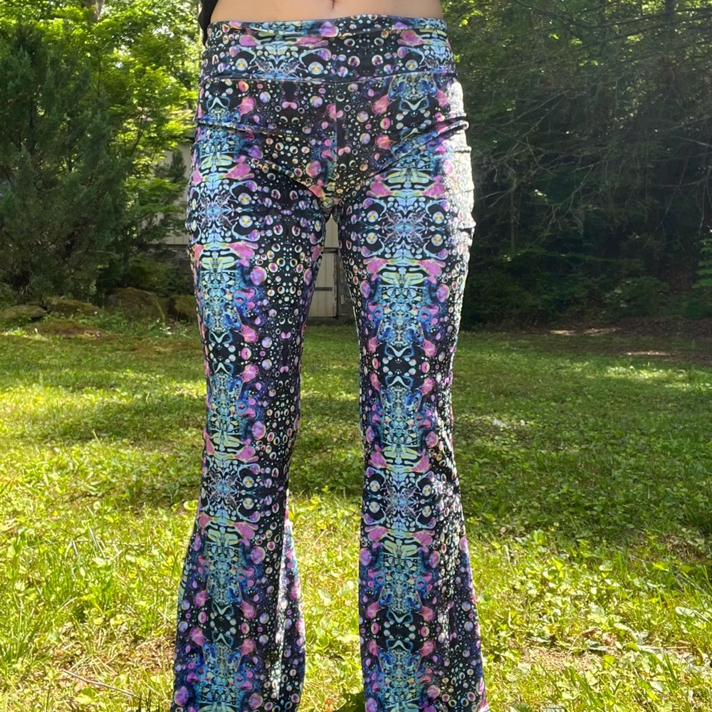 Warrior Within Cyan liquid light flare festival pants